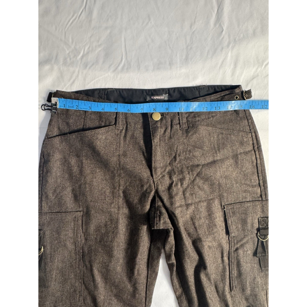 NWT Express Brown Tweed Cargo Pants Women’s 4 Utility Fall Winter Wide Leg - Picture 8 of 10